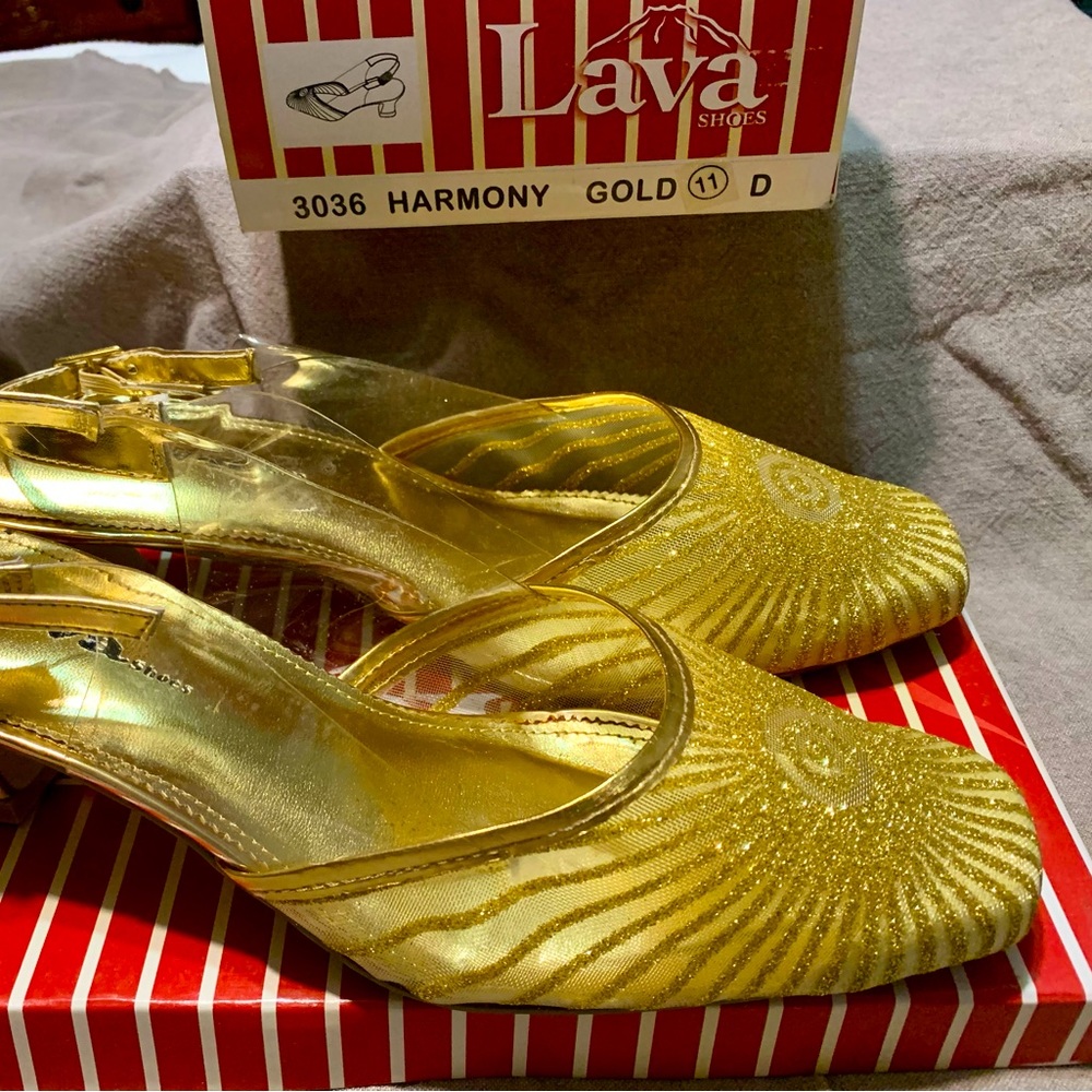 Metallic Gold Kitten Heels